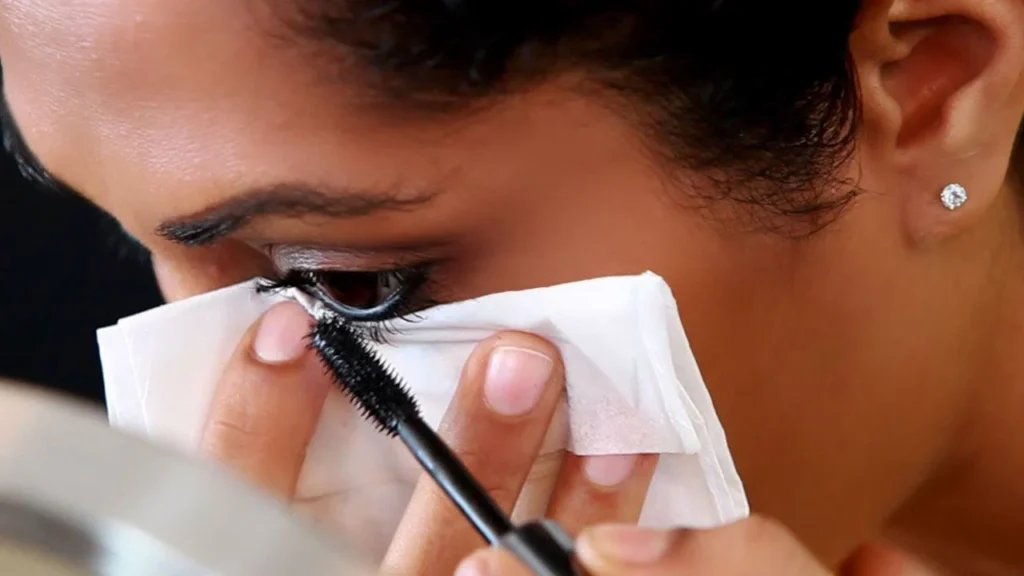 Place a tissue: Mascara Application Guide